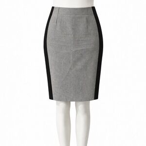 Lida Baday Grey Pencil Skirt Size 6 | Black Side Panels | Made in Canada